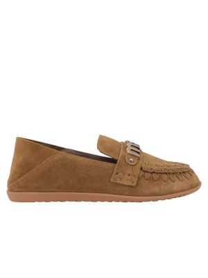 Mou instapper Slip-On Ballerin Cognac Letter Logo