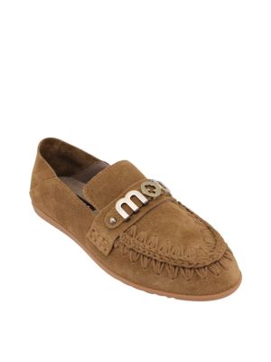 Mou instapper Slip-On Ballerin Cognac Letter Logo