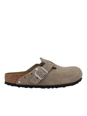 Birkenstock Boston Rivet Suede Leather Narrow Taup