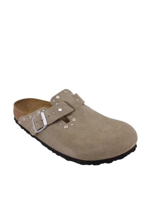 Birkenstock Boston Rivet Suede Leather Narrow Taup