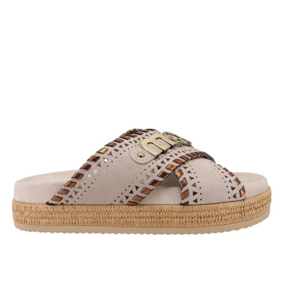 Mou sandalette Criss Cross Chalk Metal Stitching