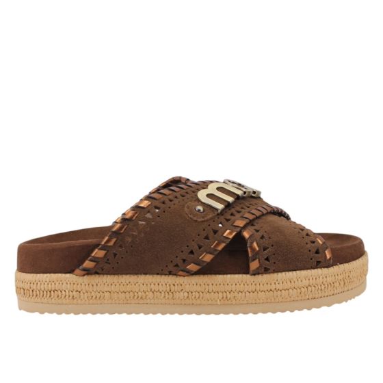 Mou sandalette Criss Cross Nutbrown Metal Stitchin