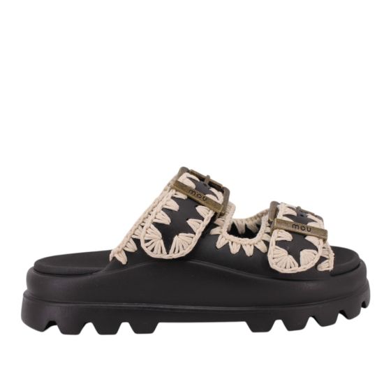 Mou sandalette Eva One Piece Black White 2 Buckles