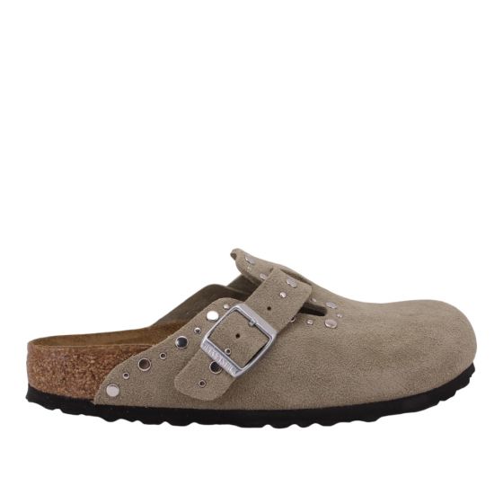 Birkenstock Boston Rivet Suede Leather Narrow Taup