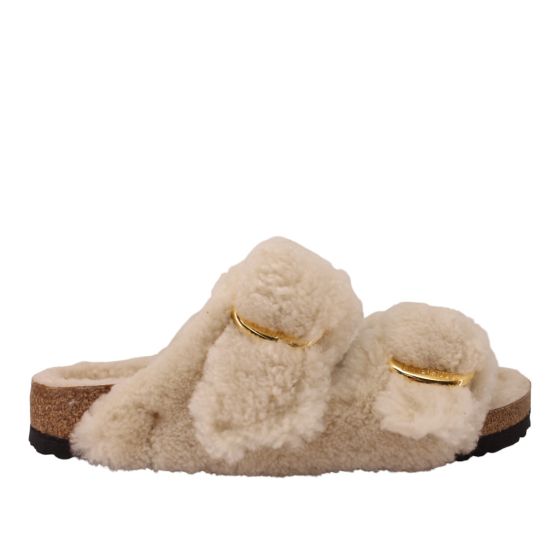 Birkenstock Arizona Big Buckle Fur Teddy Eggshell