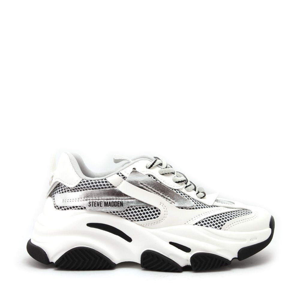 steve madden black and silver sneakers